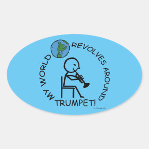 Trumpet - World Revolves Around Oval Sticker