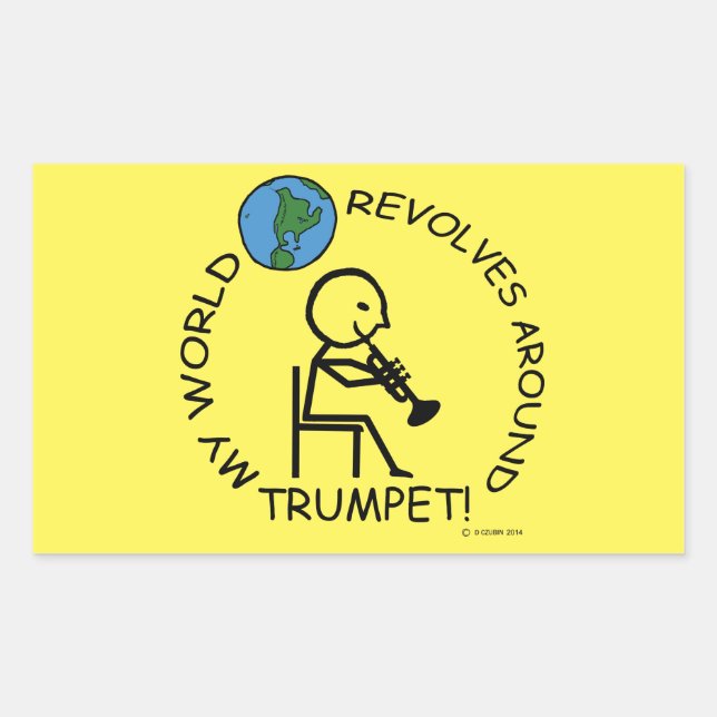 Trumpet - World Revolves Around Rectangular Sticke Sticker (Front)