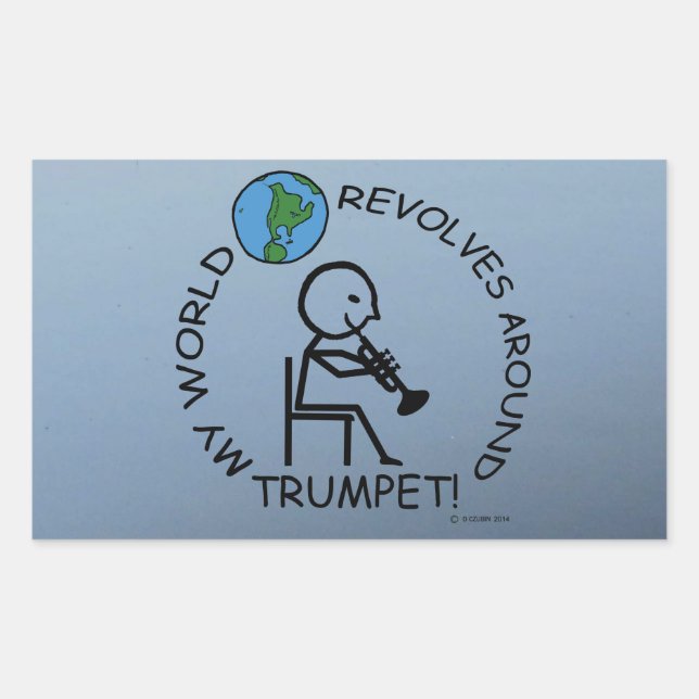 Trumpet - World Revolves Around Rectangular Sticke Sticker (Front)
