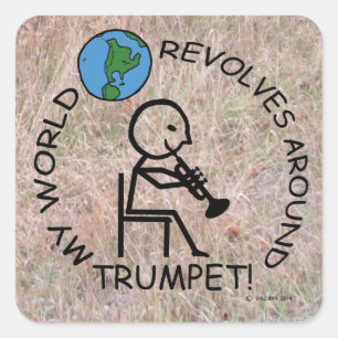 Trumpet - World Revolves Around Square Sticker
