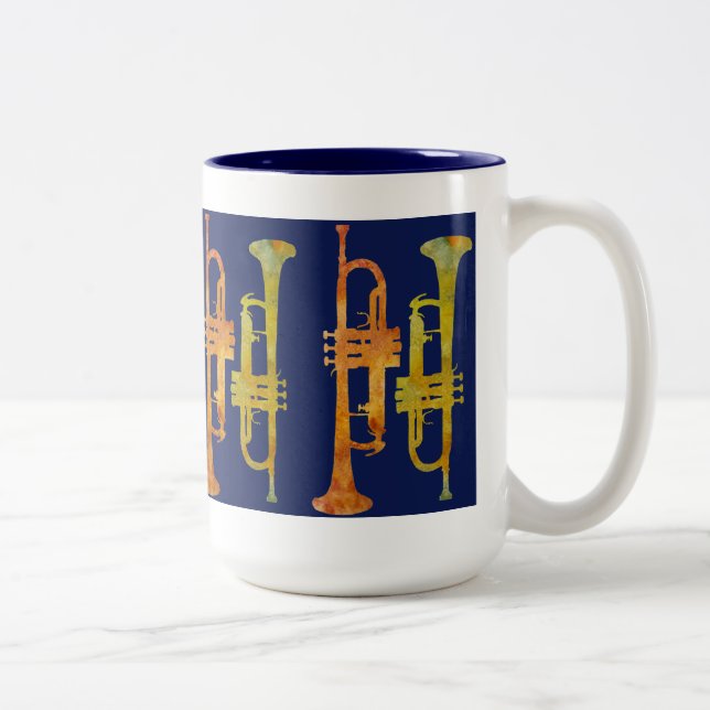 Trumpet Wrap on Navy Two-Tone Coffee Mug (Right)