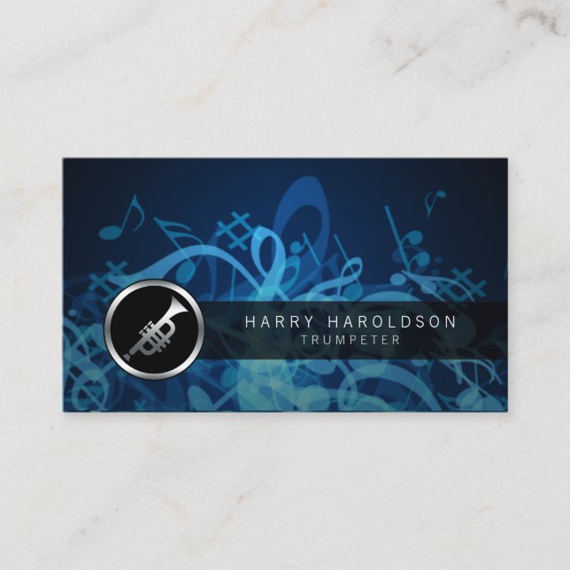Trumpeter Bold Trumpet Icon Business Card (Front)