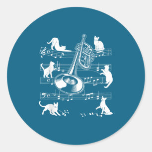 Trumpeter Cats For Cat Loving Trumpet Player  Classic Round Sticker