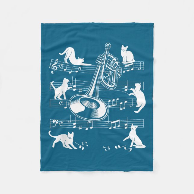 Trumpeter Cats For Cat Loving Trumpet Player  Fleece Blanket (Front)