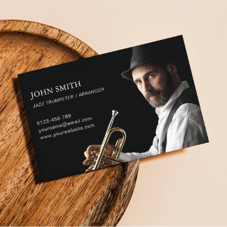 Trumpeter Custom Photo Modern Black  Business Card
