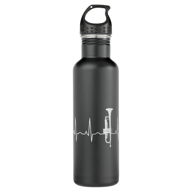 Trumpeter Heartbeat Trumpet Player Music Jazz  710 Ml Water Bottle (Front)