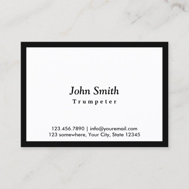 Trumpeter Minimalist Black Framed Business Card (Front)