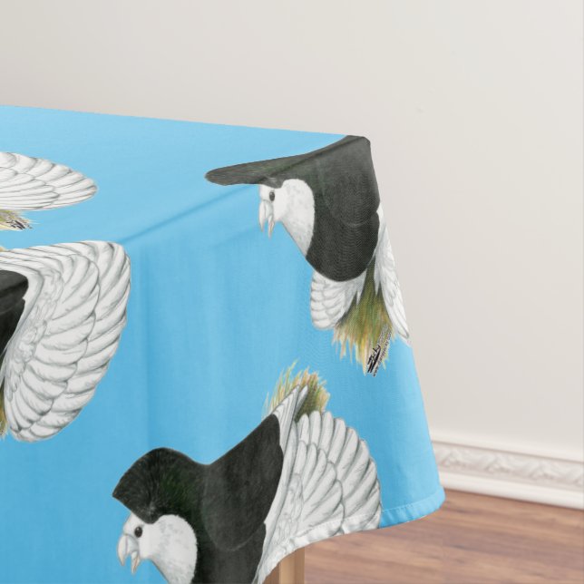 Trumpeter Pigeon Black Baldhead Tablecloth (In Situ)