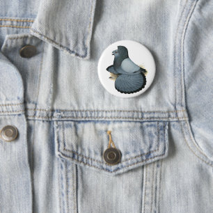 Trumpeter Pigeon Blue Barless 6 Cm Round Badge