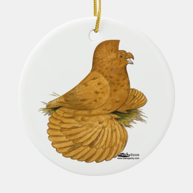 Trumpeter Pigeon Deroy Ceramic Tree Decoration (Front)