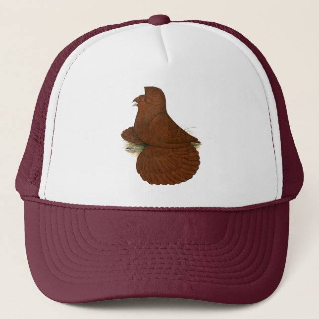 Trumpeter Pigeon Red Trucker Hat (Front)