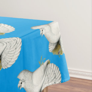 Trumpeter Pigeon White Tablecloth