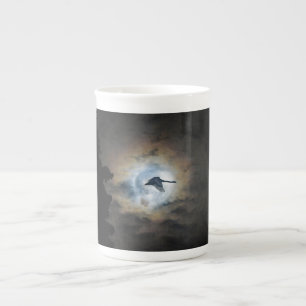 Trumpeter Swan and Full Moon Wildlife Photo Bone China Mug