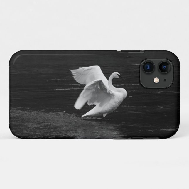 Trumpeter Swan b/w Case-Mate iPhone Case (Back (Horizontal))
