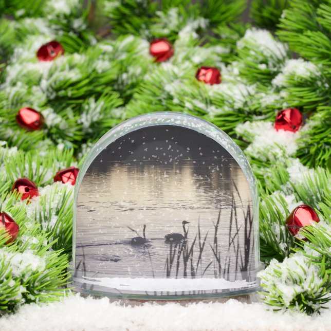 Trumpeter Swans at Dusk Snow Globe (Christmas)