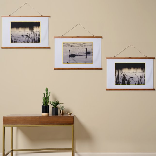 Trumpeter Swans in the Dusk Wood Topped Tapestries (Asymmetrical)