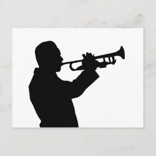 Trumpeter, trumpet player silhouette postcard