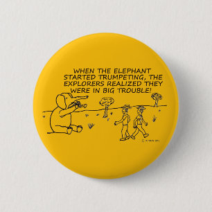 Trumpeting Elephant 6 Cm Round Badge