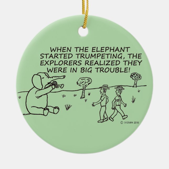 Trumpeting Elephant Ceramic Tree Decoration (Front)