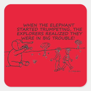 Trumpeting Elephant Square Sticker