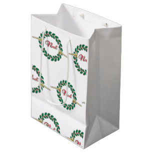 Trumpets Announcing Noel: Merry Christmas Wreath Medium Gift Bag