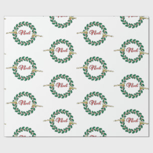 Trumpets Announcing Noel: Merry Christmas Wreath Wrapping Paper