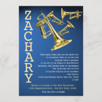 Trumpets Music Blue Gold Bar Mitzvah
