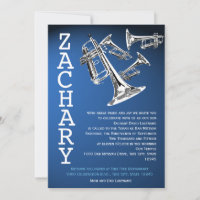 Trumpets Music Dark Blue Bar Mitzvah