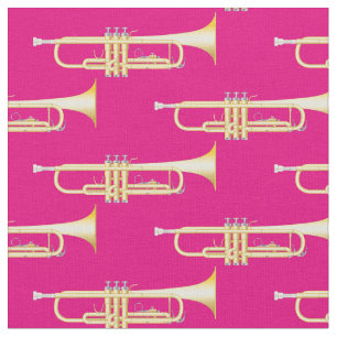 Trumpets Music Musician Room Decor Pink Fabric