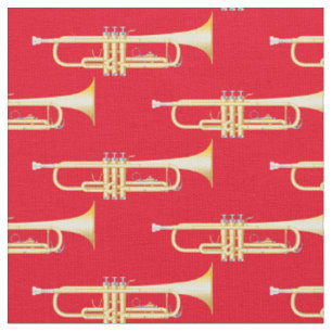 Trumpets Music Musician Room Decor Red Fabric