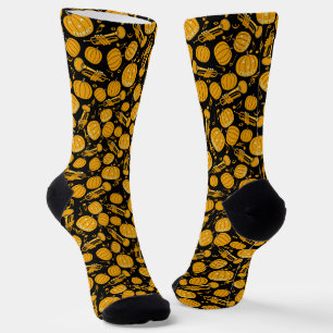 Trumpets Music Note Pumpkins Socks
