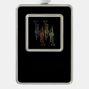 Trumpets Vintage Silver Plated Framed Ornament