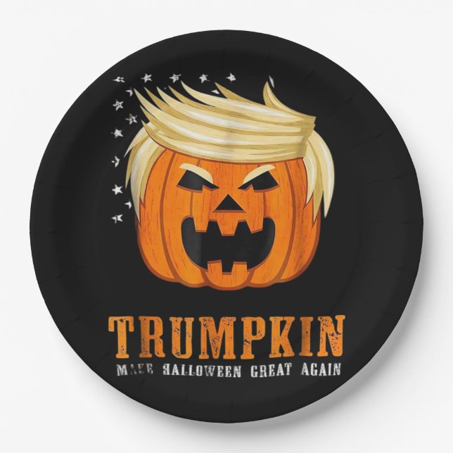 Trumpkin - Best Halloween Costume Tri-Blend Paper Plate (Front)