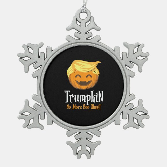 Trumpkin  Boo Sheet Funny Halloween Snowflake Pewter Christmas Ornament (Front)