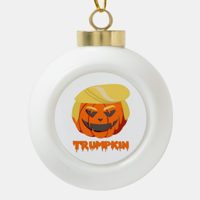 Trumpkin Classic – Basic Autumn Ceramic Ball Christmas Ornament (Front)