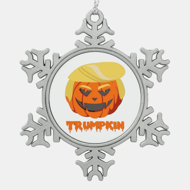 Trumpkin Classic – Basic Autumn Snowflake Pewter Christmas Ornament (Front)