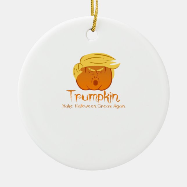 Trumpkin Classic & Funny Design For Halloween Ceramic Tree Decoration (Front)