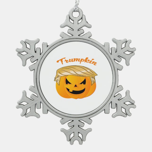 Trumpkin Classic – Political Parody Snowflake Pewter Christmas Ornament (Front)