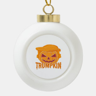 Trumpkin Classic – Pumpkin President Style Ceramic Ball Christmas Ornament