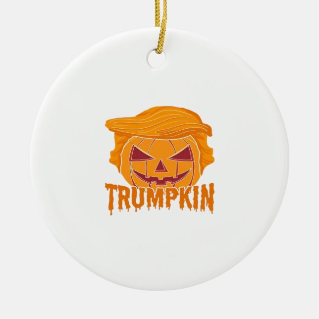 Trumpkin Classic – Pumpkin President Style Ceramic Tree Decoration (Front)