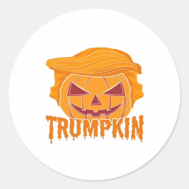 Trumpkin Classic – Pumpkin President Style Classic Round Sticker (Front)