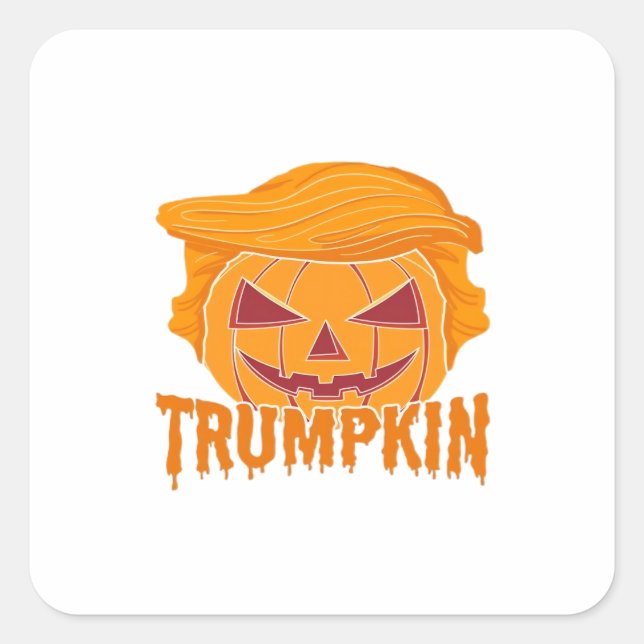 Trumpkin Classic – Pumpkin President Style Square Sticker (Front)