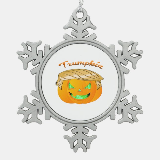 Trumpkin Classic – Sloth in a MAGA Hat Snowflake Pewter Christmas Ornament (Front)