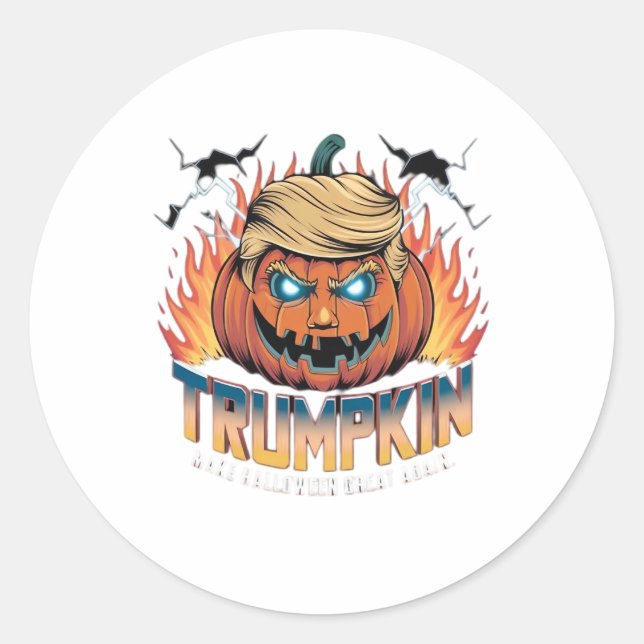Trumpkin Classic – Spooky Pumpkin Design Classic Round Sticker (Front)