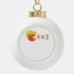 Trumpkin Eating Democrats Classic – Satirical Hall Ceramic Ball Christmas Ornament