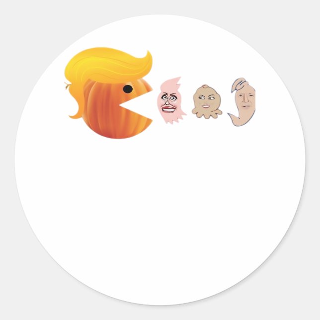Trumpkin Eating Democrats Classic – Satirical Hall Classic Round Sticker (Front)
