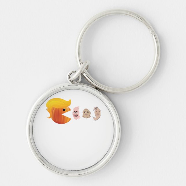 Trumpkin Eating Democrats Classic – Satirical Hall Key Ring (Front)