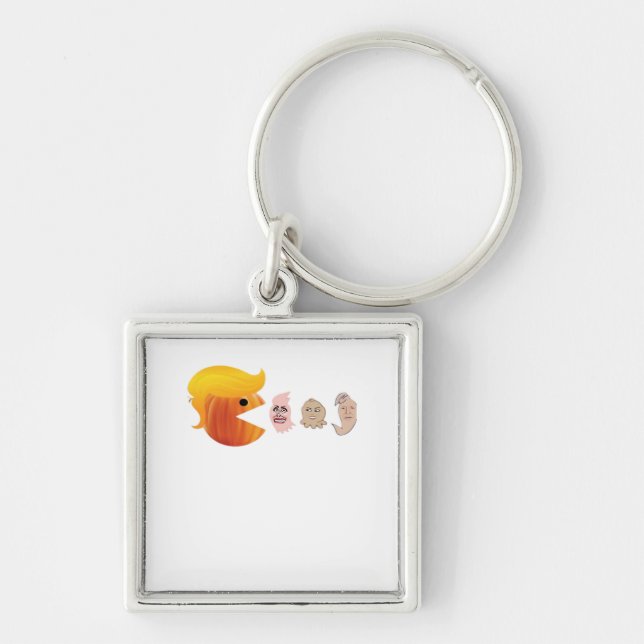 Trumpkin Eating Democrats Classic – Satirical Hall Key Ring (Front)