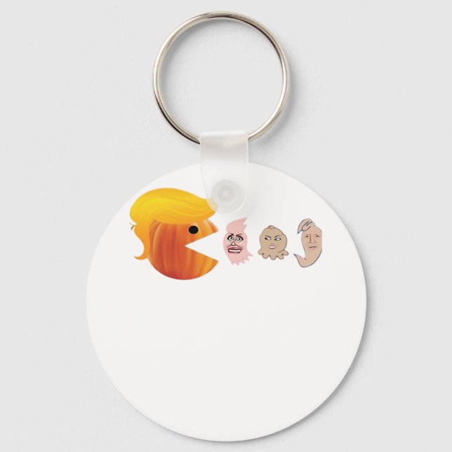 Trumpkin Eating Democrats Classic – Satirical Hall Key Ring (Front)