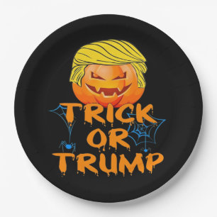 Trumpkin Funny Design For Halloween Paper Plate